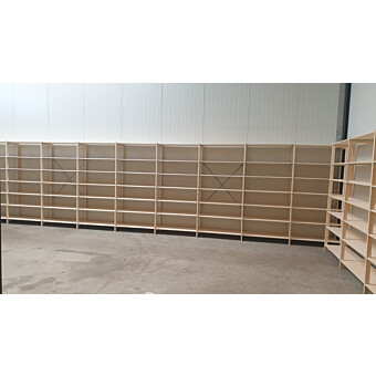 Houten legbordstelling H aanbouwrek