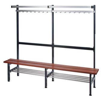 5-2277 Intras vrijstaande stalen garderobebank houten zitting