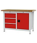 Werkbank met 3 lades en een deur