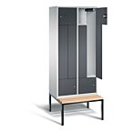 Z-Garderobekast op onderstel met zitbank en met vaste deuren