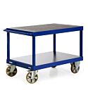 Tafelwagen voor zware lasten met 2 laadvlakken en horizontale duwbeugel